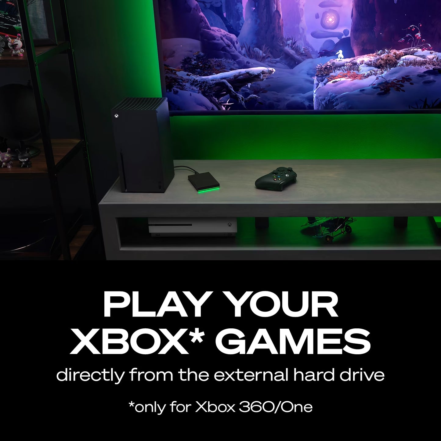 Game Drive for Xbox 2TB External USB 3.2 Gen 1 Hard Drive Xbox Certified with Green LED Bar (STKX2000403)